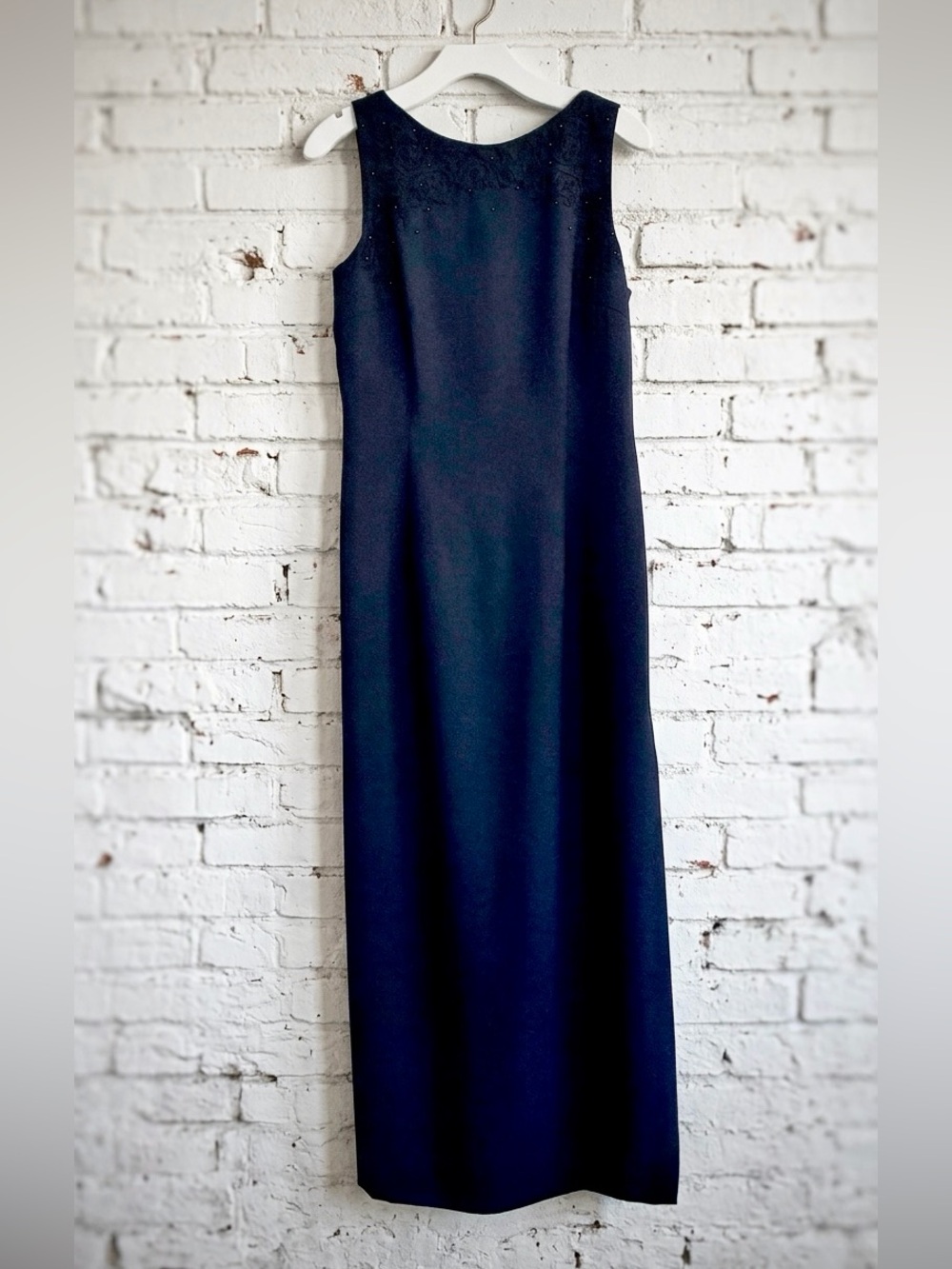 DONNA MORGAN Formal Navy Beaded Sleeveless Maxi Dress